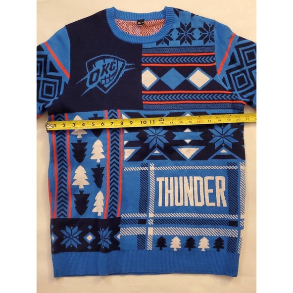 OKC Oklahoma City Thunder Ugly Christmas Sweater Mens Medium NBA Basketball 1c - Picture 8 of 9